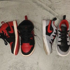 Nike Kids Red and Black Sneakers with White Accents